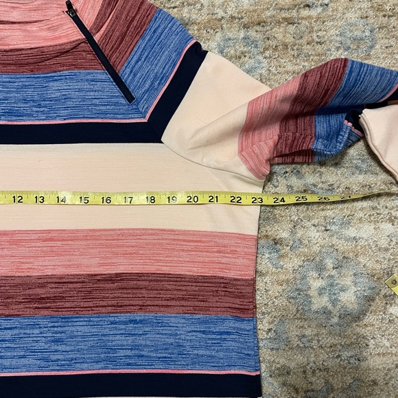 Talbots Zip Mock Neck Striped Sports Stretch Pullover Top Sz 1X - Picture 8 of 10
